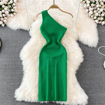 Steph Knit One Shoulder Dress - SunsetFashionLA